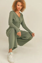 Load image into Gallery viewer, Button-Down Cropped Top & Wide Leg Set- Olive