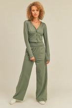 Load image into Gallery viewer, Button-Down Cropped Top & Wide Leg Set- Olive