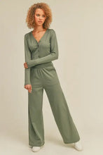 Load image into Gallery viewer, Button-Down Cropped Top & Wide Leg Set- Olive