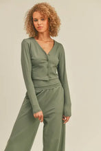Load image into Gallery viewer, Button-Down Cropped Top & Wide Leg Set- Olive