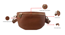 Load image into Gallery viewer, Leather Fanny Pack Crossbody Bag- Nutmeg