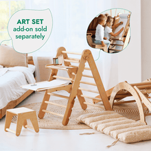 Load image into Gallery viewer, 5in1 Montessori Climbing Set: Triangle Ladder + Arch/Rocker + Slide Board/Ramp + Netting rope + Cushion