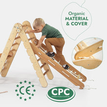 Load image into Gallery viewer, 5in1 Montessori Climbing Set: Triangle Ladder + Arch/Rocker + Slide Board/Ramp + Netting rope + Cushion