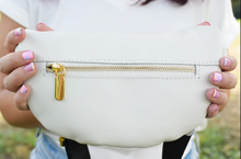 Load image into Gallery viewer, Leather Fanny Pack Crossbody Bag- Ivory