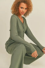 Load image into Gallery viewer, Button-Down Cropped Top & Wide Leg Set- Olive