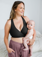 Load image into Gallery viewer, French Terry Racerback Nursing & Sleep Bra | Black