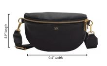 Load image into Gallery viewer, Leather Fanny Pack Crossbody Bag- Black