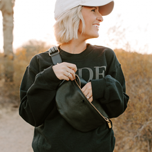 Load image into Gallery viewer, Leather Fanny Pack Crossbody Bag- Black