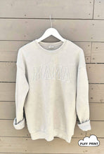 Load image into Gallery viewer, MAMA Puff Print Sweatshirt- Mineral Wash Taupe