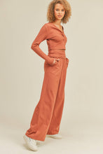 Load image into Gallery viewer, Button-Down Cropped Top & Wide Leg Set- Auburn