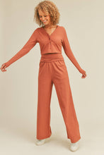 Load image into Gallery viewer, Button-Down Cropped Top & Wide Leg Set- Auburn