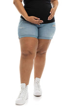 Load image into Gallery viewer, Roll Cuff Maternity Shorts- Plus Size