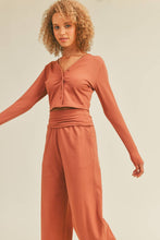 Load image into Gallery viewer, Button-Down Cropped Top & Wide Leg Set- Auburn