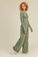 Load image into Gallery viewer, Button-Down Cropped Top & Wide Leg Set- Olive
