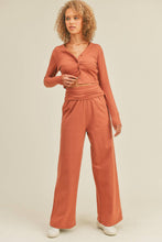 Load image into Gallery viewer, Button-Down Cropped Top & Wide Leg Set- Auburn