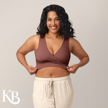 Load image into Gallery viewer, French Terry Racerback Nursing & Maternity Sleep Bra- Redwood