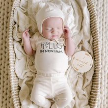 Load image into Gallery viewer, Hello I'm New Here Organic Baby Bodysuit