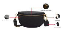 Load image into Gallery viewer, Leather Fanny Pack Crossbody Bag- Black