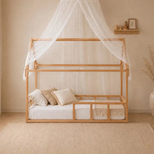 Load image into Gallery viewer, Twin Size Montessori House Bed for Kids with Fence