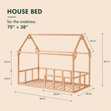 Load image into Gallery viewer, Twin Size Montessori House Bed for Kids with Fence