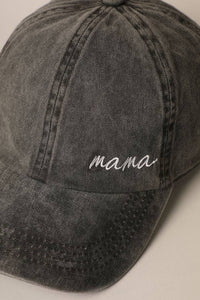 Mama Embroidery Baseball Cap- Charcoal