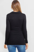 Load image into Gallery viewer, Collared Ribbed Maternity Top- Black
