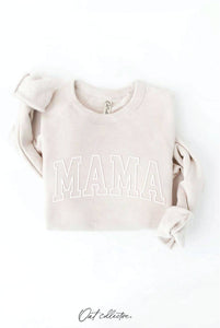 MAMA Puff Print Sweatshirt- Heather Dust
