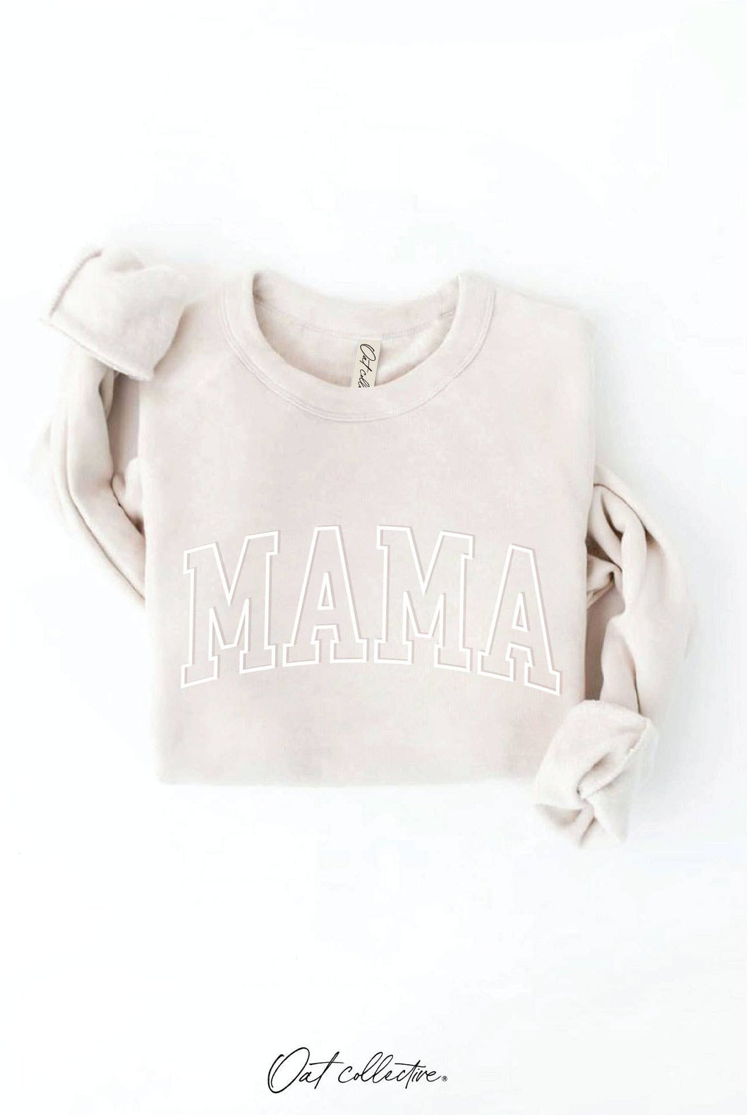 MAMA Puff Print Sweatshirt- Heather Dust