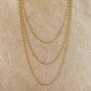 18k Gold Filled 1mm Spaced Beaded Chain Necklace