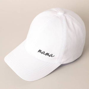 Mama Embroidery Baseball Cap- White