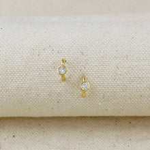 Load image into Gallery viewer, 18k Gold Filled Solitaire CZ Earrings
