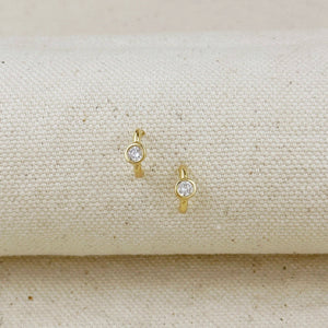 18k Gold Filled Solitaire CZ Earrings