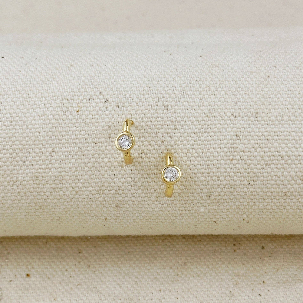 18k Gold Filled Solitaire CZ Earrings