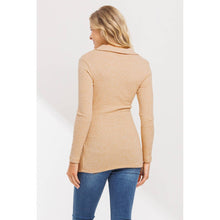 Load image into Gallery viewer, Collared Ribbed Maternity Top- Sand
