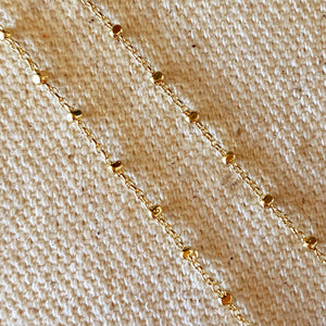 18k Gold Filled 1mm Spaced Beaded Chain Necklace