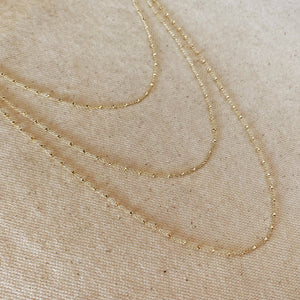 18k Gold Filled 1mm Spaced Beaded Chain Necklace