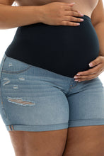 Load image into Gallery viewer, Roll Cuff Maternity Shorts- Plus Size
