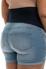 Load image into Gallery viewer, Roll Cuff Maternity Shorts- Plus Size
