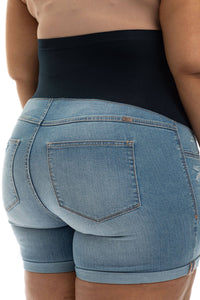 Roll Cuff Maternity Shorts- Plus Size