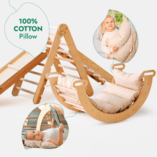 Load image into Gallery viewer, 5in1 Montessori Climbing Set: Triangle Ladder + Arch/Rocker + Slide Board/Ramp + Netting rope + Cushion

