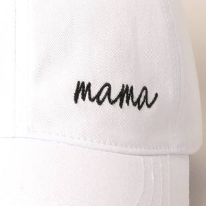 Mama Embroidery Baseball Cap- White