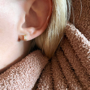 Cubic Zirconia Baguette Stud Earrings