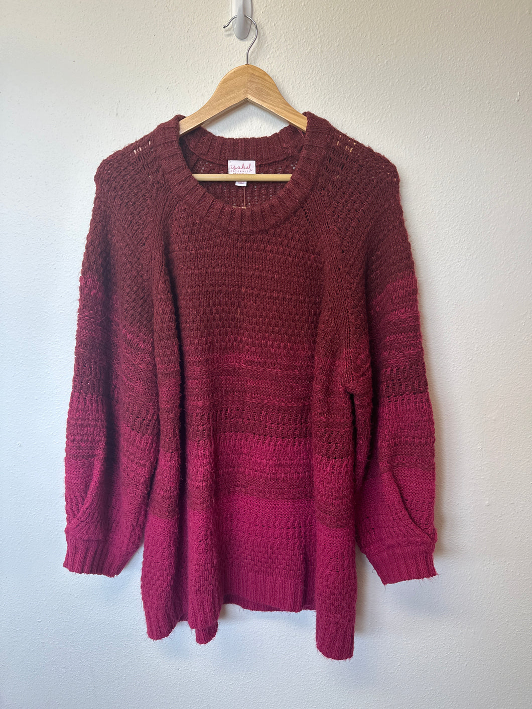 Burgundy Ombré Sweater- XXL