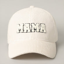 Load image into Gallery viewer, MAMA Corduroy Baseball Cap- Milky White
