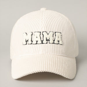 MAMA Corduroy Baseball Cap- Milky White