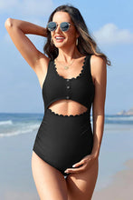 Load image into Gallery viewer, One Piece Swimsuit with Scalloped Edging and Cutout - M
