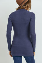 Load image into Gallery viewer, Mock Neck Ribbed Maternity Top- Navy
