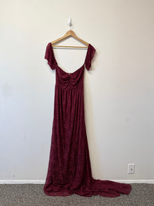 Maroon Lace Gown- XXL