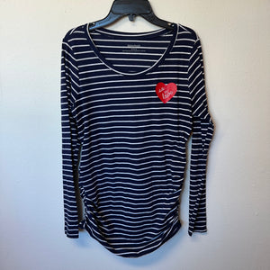 Blue Stripe Heart Top- M