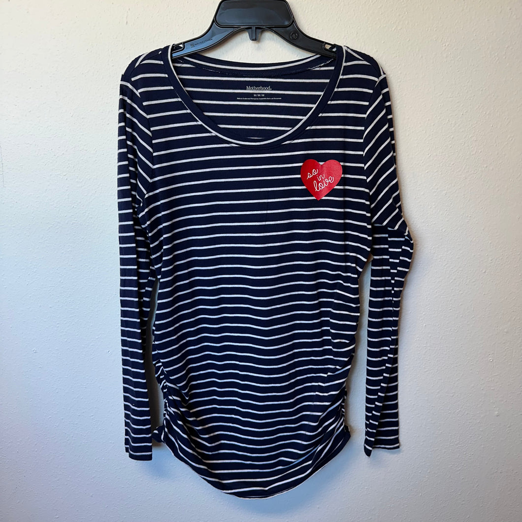 Blue Stripe Heart Top- M